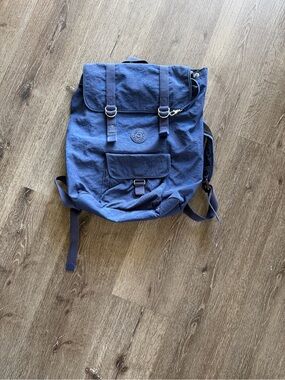 Kipling Blue Canvas Travel Backpack